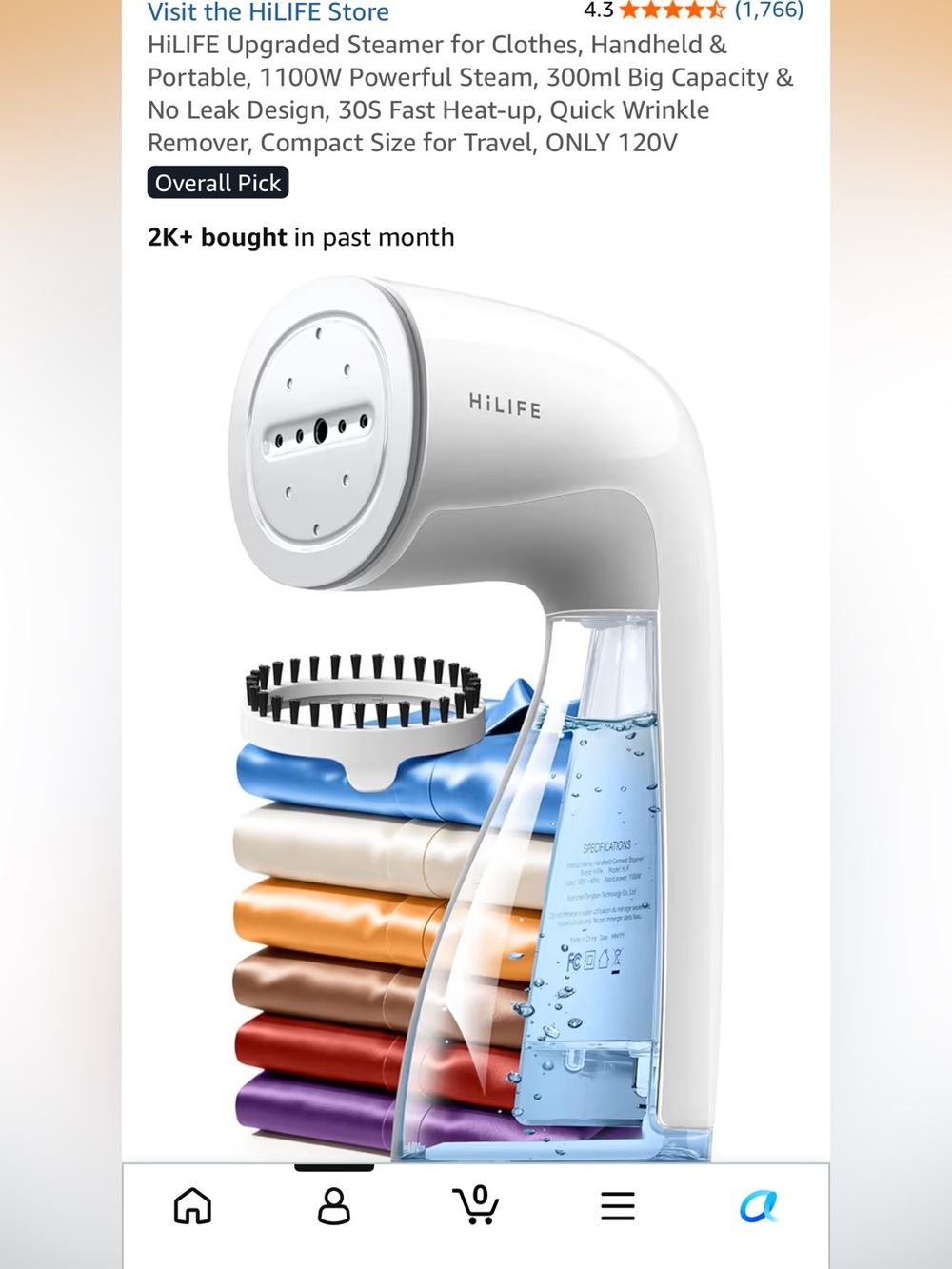 HiLIFE Handheld Garment Steamer - White